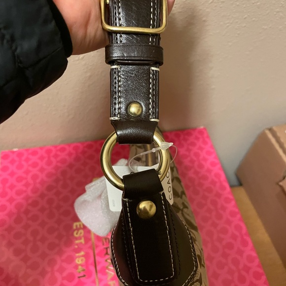 NWT Coach mint condition signature, small round hobo khaki with chestnut leather - Picture 6 of 8